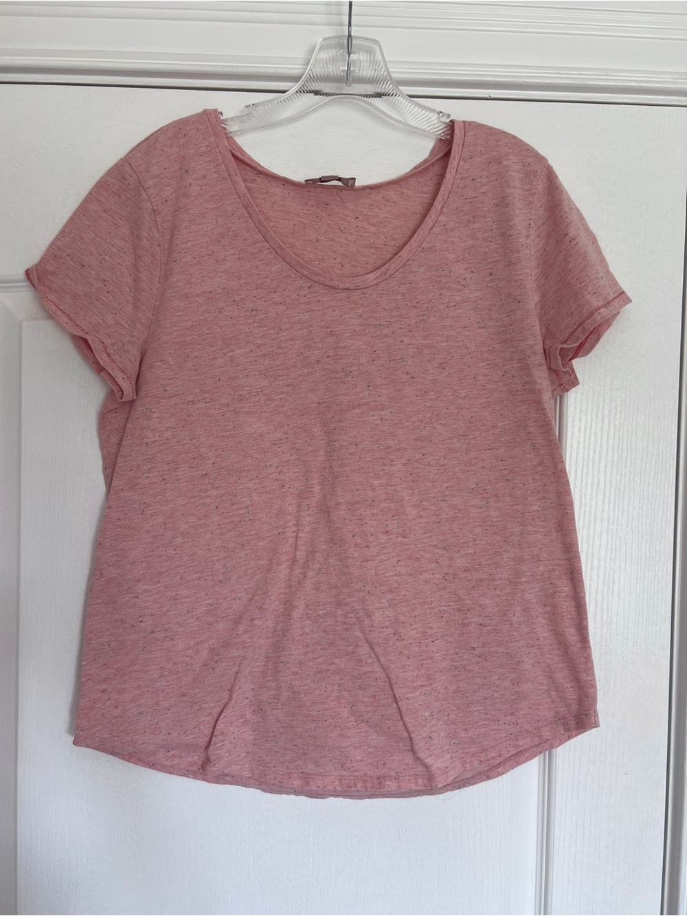 LOFT Heathered Pink Scoop Neck Short Sleeve Tee